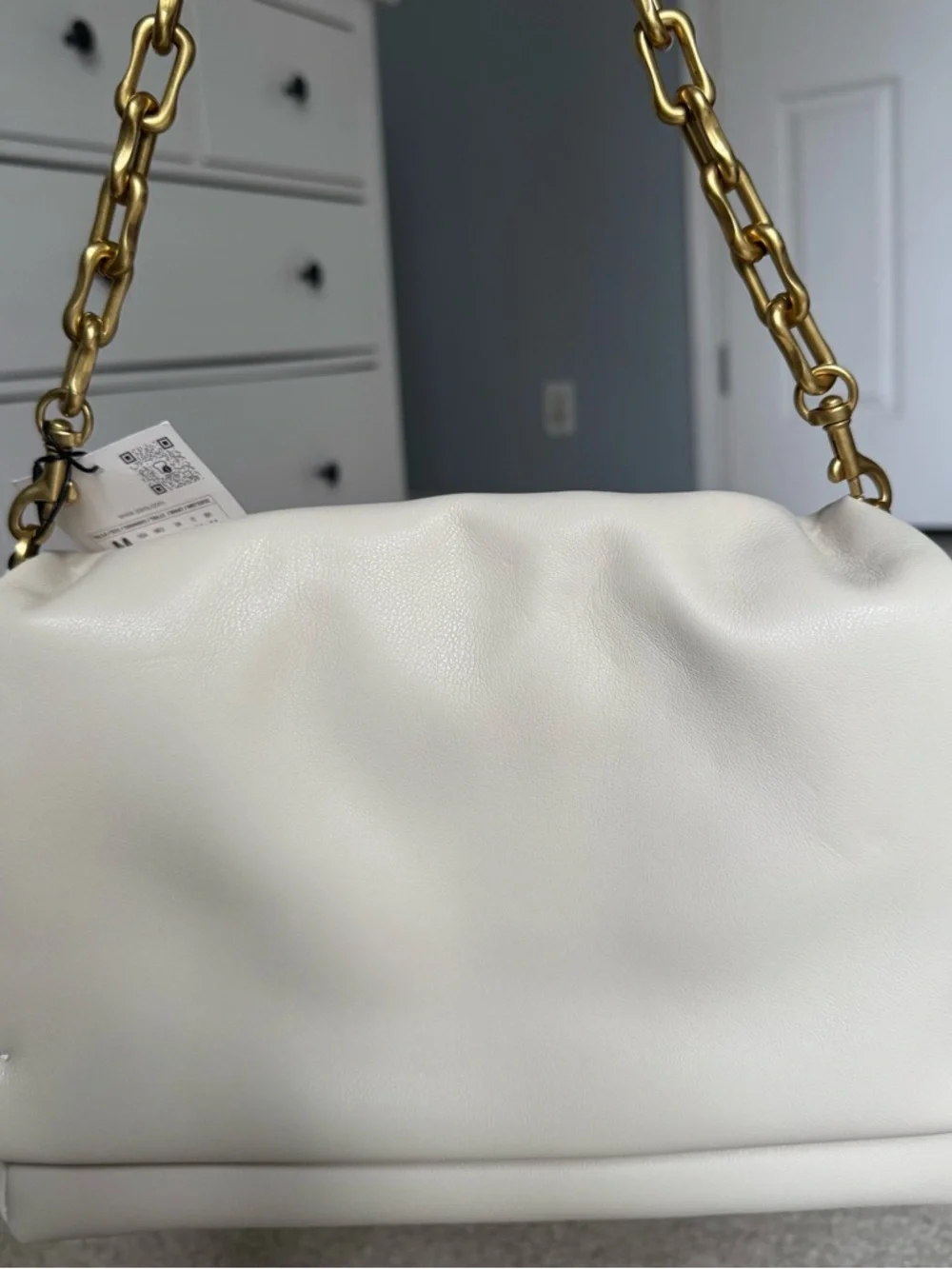 ZARA Gold Chain Strap Soft Shoulder Bag - NWT - Picture 5 of 6